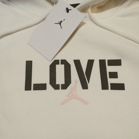 Nike Jordan Crop Hoodie Sweatshirt Cream Brown Pink women's NWT - Picture 3 of 7